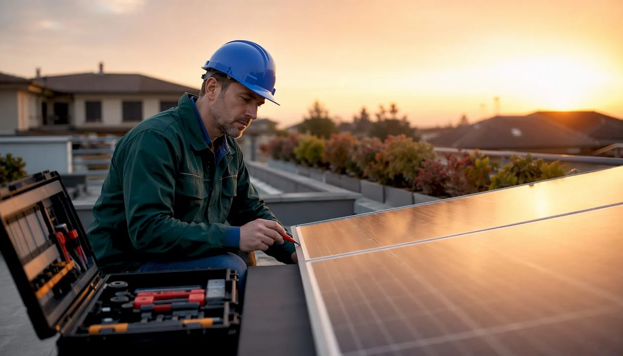 Tecnico specializzato nell'ispezione di impianti fotovoltaici in Lombardia
