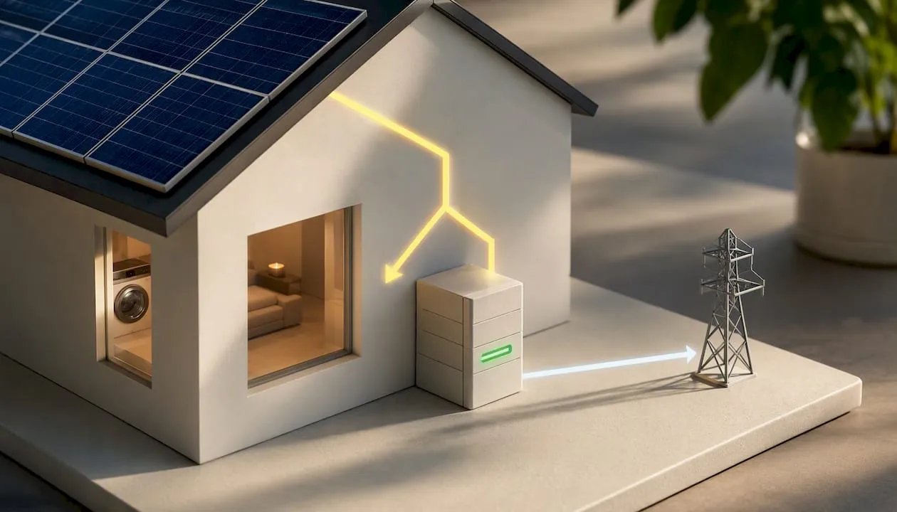 Flusso di energia solare destinato all'autoconsumo domestico