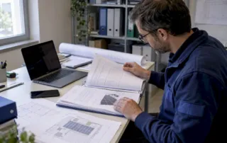Tecnico che controlla la pratica fotovoltaica in Lombardia