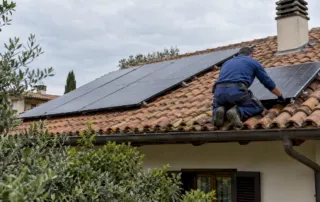 Pannelli fotovoltaici installati su un tetto tradizionale in coppi