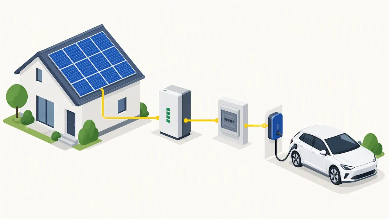 Flusso integrato tra fotovoltaico, accumulo e wallbox