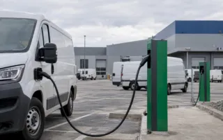 Le colonnine aziendali ricaricano i furgoni elettrici nel deposito
