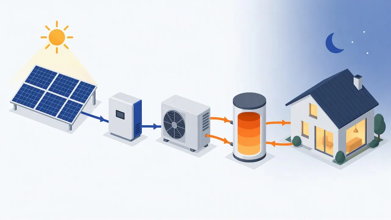Flusso dall’impianto fotovoltaico all’accumulo termico